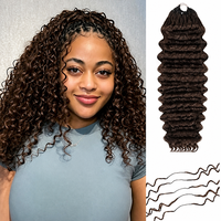 Extensions de cheveux en plumes tissées au crochet marron chocolat, invisibles, nouées à la main, 100% cheveux humains Remy, vente en gros