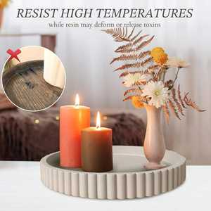 Plateau rond en béton de 13 pouces, centre de table décoratif gris moderne, plateau de service pour la maison, le salon, le bureau. - Product Image 2