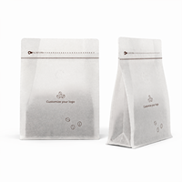 Sachet de café personnalisé en papier blanc, aluminium et CPP, à soufflet latéral, avec valve, thermoscellable, résistant à l'humidité, de qualité alimentaire, pour grains entiers