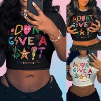 T-Shirts Graphiques pour Femmes, Hauts Mignons Tendance Sexy, Tee-Shirt Imprimé Lettres, Vêtements Y2K 2024, Crop Tops pour Dames