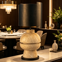 Lampe de table moderne rétro en travertin naturel avec abat-jour métallique, idéale pour le salon, le bureau, la chambre à coucher, l'hôtel