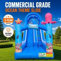 Tobogán Inflable de PVC con Diseño de Pulpo y Océano, Certificado EN14960, Fácil de Instalar, Garantía de 3 Años, Tamaño Personalizable