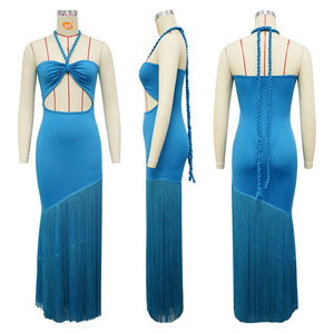 OuYaan costiero frange ritmo Maxi abito Chic festa di compleanno <span class=keywords><strong>donna</strong></span> abito affascinante veste 2025 nuovi stili - Product Image 2