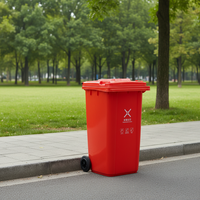 Poubelle en plastique debout de 240 L, poubelle de rue de parc extérieur avec roues, poubelle à déchets