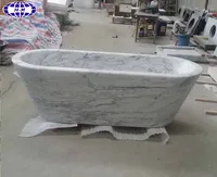 Baignoire en pierre de marbre blanc de Carrare italienne ovale polie contemporaine Villas de grande qualité Facile comprend égouttoir trempage