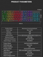Clavier de jeu ergonomique RVB USB Type-C 104 touches pleine taille, résistant aux déversements, durable pour PC portable et de bureau, pour joueurs (version anglaise)