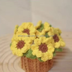 Ramo de Flores de Ganchillo: Girasol, Rosa, Lirio de los Valles, Flor del olvido, Posavasos para Maceta, Regalo para el Día de la Madre, Regalo de Graduación para Profesoras, Largo - Product Image 6