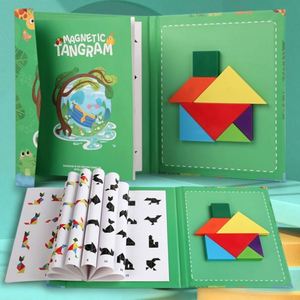Jeux de puzzle stimulants pour les voyages en voiture, défis éducatifs de puzzles à motifs, blocs magnétiques Tangram - Product Image 1