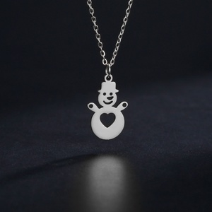Collar de Cadena de Eslabones de Acero Inoxidable para Niños al por Mayor, con Colgante de Muñeco de Nieve Chapado en Oro de 18k, Regalo de Moda - Product Image 4