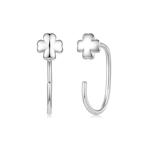 Pendientes de Aro con Flores Plateadas, Joyería de Aleación para Mujer, Estilo Moderno, Regalo - Product Image 1
