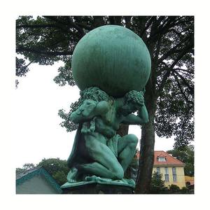 Di alta qualità intagliato a mano lucido rame fuso bronzo statua atlante che tiene il mondo scultura fengshui - Product Image 6