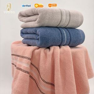 Toalla de Baño de Algodón Orgánico con Rayas Jacquard, de Secado Rápido y Gran Absorción de Agua, Ideal para Viajes, Hoteles, Spas y Senderismo - Product Image 1
