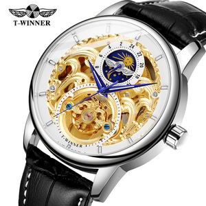 メンズウォッチ耐水性腕時計T-WINNER高級高級本革カスタムロゴ中国工場 - Product Image 2