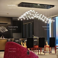 Grand Lustre LED en Acier Inoxydable et Verre, Design Creux, pour Villa, Duplex, Escalier, Salon à Plafond Haut, Moderne et Simple
