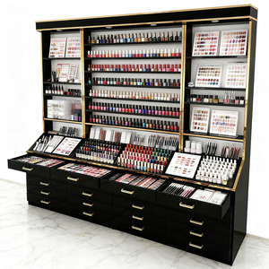 Étagère de présentation en bois moderne personnalisée pour l'art des ongles de spa Vitrine de salon de luxe pour la beauté Étagères de coiffure - Product Image 4
