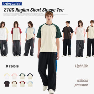 Hochwertige Blanko 210G 100% Baumwolle Gestrickte <span class=keywords><strong>Raglan</strong></span>-Ärmel Herren Freizeit-T-Shirts Auf Lager Unisex Sommer Bestseller T-Shirts - Product Image 1