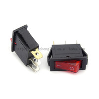 Interrupteur à bascule KCD3 15A 250V 20A 125VAC 3 broches 2 positions marche/arrêt avec voyant rouge 15x32mm