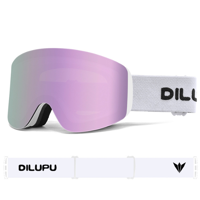 Montura blanca, lentes morados de ensueño.