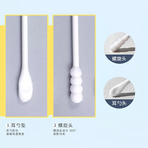Double-Headed <b>Ear</b> <b>Picks</b> Cotton Swabs Spiral And Spoon Shape 200 Pieces Per Box For Babies And Adults Cleaning - Product Image 1