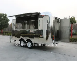 Imbiss Hotdog Food Cart Modern Stainless Steel Food Trailer Coffee Airstream Food Truck With Fridge And Freezer