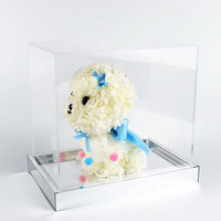 Boîte de présentation en acrylique transparente sur mesure, boîte à fleurs en plexiglas, étui transparent en PMMA, base en miroir doré, boîte en acrylique