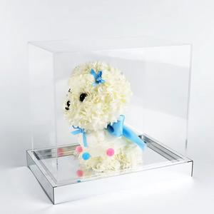 Tùy chỉnh kích thước rõ ràng Acrylic hiển thị đứng hộp hình hoa <span class=keywords><strong>plexiglass</strong></span> trường hợp trong suốt PMMA Bìa Vàng gương cơ sở Acrylic Hộp - Product Image 2