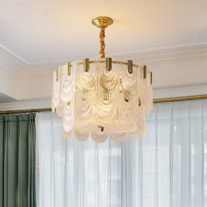 Chandelier Round Gold LED E27 Single Head D600 H230 Light Luxury Modern Study Lamp - Product Image 1