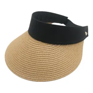 Cappelli da sole in paglia bianca visiera estiva regolabile khaki black beach cappello estivo all'aperto protezione solare cappelli da sole in paglia da donna