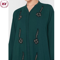 Abaya – perles de bonne qualité, prix d'usine, ravissant col en V, fermeture à boutons-pression dissimulée, devant élégant, Offre Spéciale