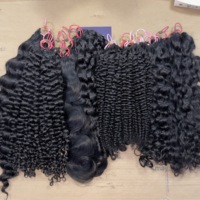 Extensions de cheveux bouclés au crochet 100% naturels, type boucles birmanes, avec fil invisible pré-bouclé, pour un effet bouclé profond et lâche