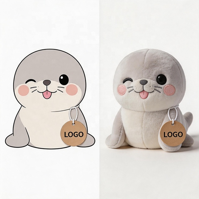 Wholesale Fat Seal Plush Toy Grey Seal Super Soft Cotton Fabric PP Cotton Cute Stress Relief Stuffed Animal Accessories Birthday