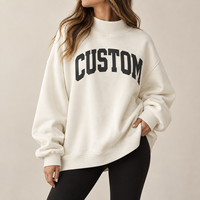Sweat-shirt surdimensionné à col montant en coton épais avec patch brodé et pois, en molleton doux gris pour femme