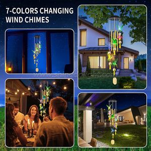 Carillón de viento Solar que cambia de Color, al aire libre, impermeable, colibrí LED Solar, carillones de viento con tubos de Metal y campanas - Product Image 6