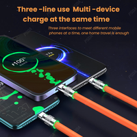 Kabel Charger Cepat USB EONLINE 3in1 6A 120W untuk Ponsel, Kabel Pengisian Daya Micro USB Type-C untuk Huawei Samsung Xiaomi
