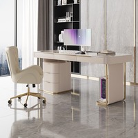 Bureau d'ordinateur moderne italien de luxe pour la maison Bureau du patron exécutif Bureau blanc Petit appartement Gestionnaire en marbre Mobilier de bureau