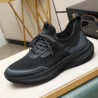 Chaussures de sport respirantes pour hommes en maille ajourée, à lacets, amortissantes, antidérapantes, à semelle épaisse, pour la marche en extérieur et la course à pied