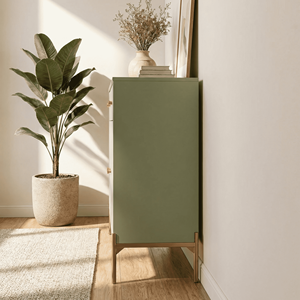 Elegant Modern <strong>Green</strong> Bedroom &amp; Living Room Sideboard Textured Fluted Doors Gold Metal Handles 2 Drawers Stylish Storage <strong>Cabinet</strong> - Product Image 6