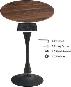 Ferme rustique marron petit Accent base en métal tulipe Table pour salle à manger Restaurant Bistro ménage Table à manger <span class=keywords><strong>ronde</strong></span> en <span class=keywords><strong>bois</strong></span> - Product Image 4