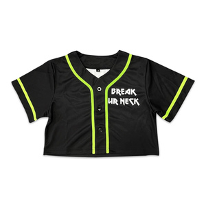 Venta al por mayor personalizado recortado Top mujer béisbol Jersey tinte sublimación impreso opciones de talla grande diseño de la camisa - Product Image 2
