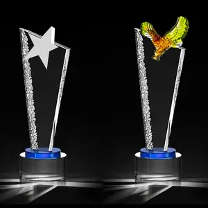 Custom Shaped Cheap Wholesale K9 Blank Crystal Trophy Awards 3d Laser Engrving Crystal Glass Trophies For Business Gift