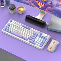 Ensemble clavier et souris filaire et sans fil double mode, 94 touches, rétroéclairage LED USB, membrane à sensation mécanique, pour jeux, bureau, ordinateur