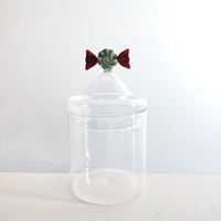 Bocal à bonbons en verre borosilicaté transparent soufflé à la main avec couvercle Boîte de rangement unique pour le stockage quotidien des aliments dans la cuisine