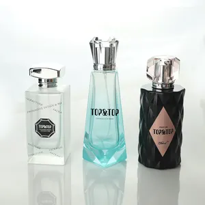 Grosir botol kaca kosmetik unik fancy square silinder crimp botol parfum kosong mewah isi ulang botol parfum