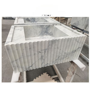 Lavabo en marbre naturel moderne direct d'usine avec lavabo et évier en marbre de salle de bain à finition concave - Product Image 2