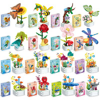 Blocs de construction Fleurs Pot de fleurs artificiel Plante Enfants Assemblage Puzzle Jouet DIY Cadeau Décoration de la maison