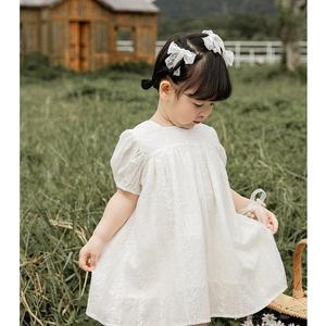Robes d'été blanches pour petites filles, 100% coton, manches bouffantes - Product Image 6