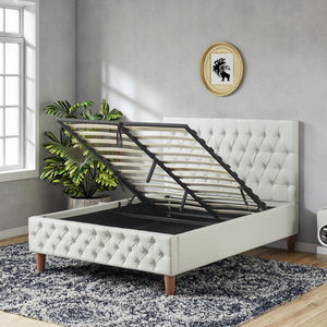 <span class=keywords><strong>Cama</strong></span> de Cuero de Lujo Moderna con Elevación a Gas, Diseño de <span class=keywords><strong>Cama</strong></span> Doble con Listones de Madera para Dormitorio Principal y Uso en Apartamentos - Product Image 1