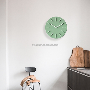 Horloge murale en béton vert de 12 pouces Fresh Decor, aiguilles blanches, matériau écologique, OEM/ODM, décoration personnalisée pour salon et bureau - Product Image 6