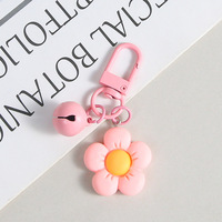 Porte-clés en résine mignon en forme de fleur, coloré, avec mousqueton, breloque de sac, pendentif clochette, accessoire cadeau, vente en gros