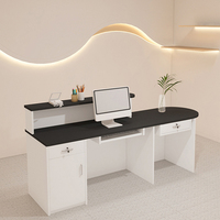 Comptoir de réception en bois sur mesure, design moderne en forme de U, rose, pour salon de beauté, hôtel, école